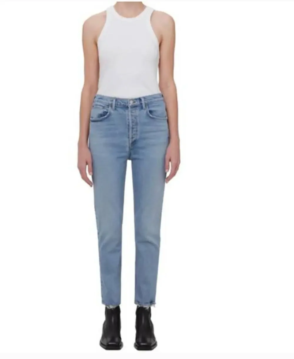 Agolde Riley Crop Jeans Women 25 High Rise Distressed Button Fly Organic Capsule
